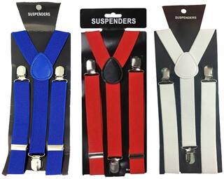 Sunshopping men's white red and royal blue elastic adjustable Suspenders (pack of three)