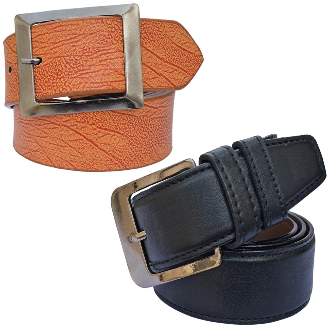 

Sunshopping men s Black and Tan Synthetic belts combo