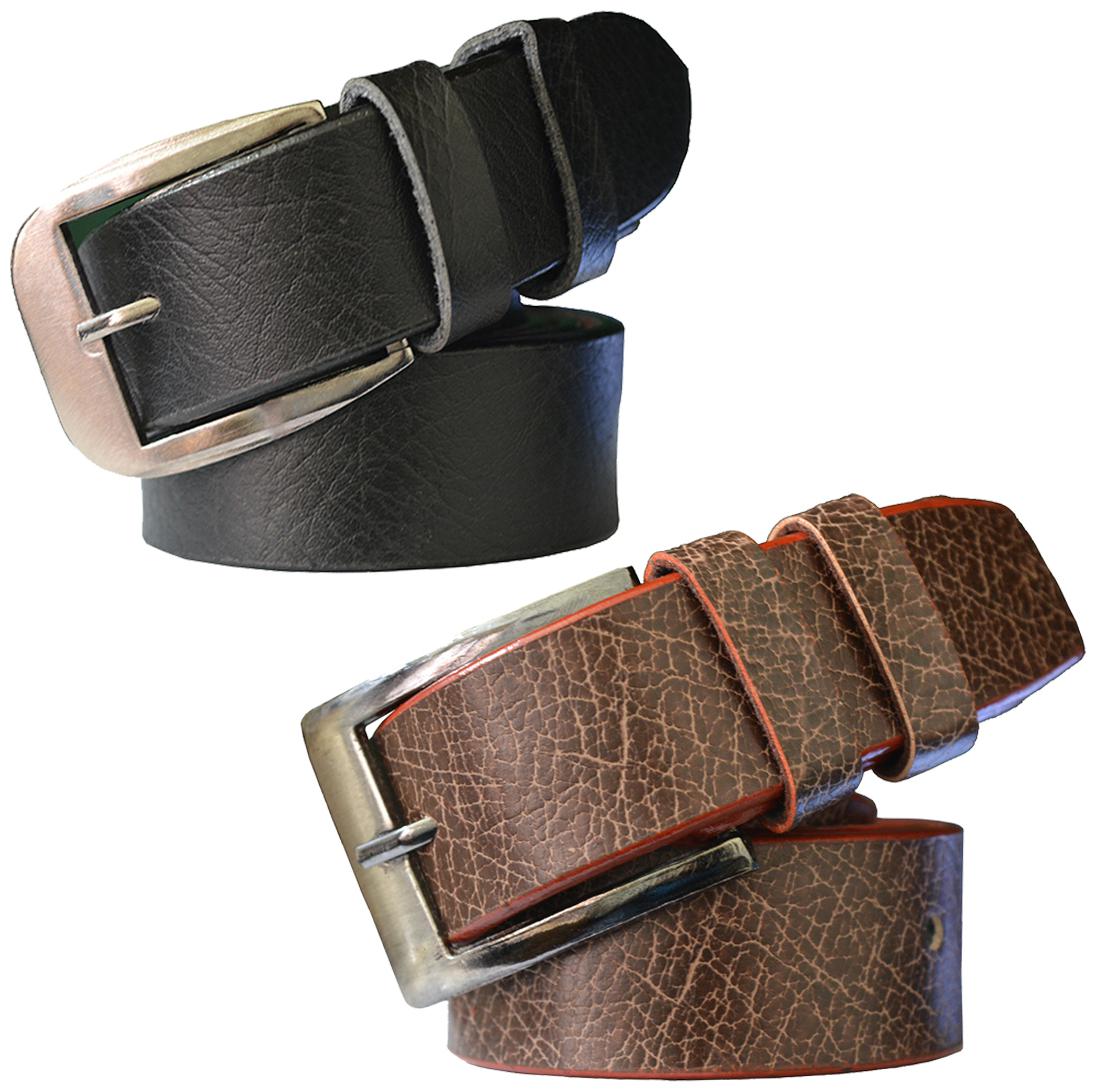 

Sunshopping men s black and brown leatherite pin point buckle belts combo