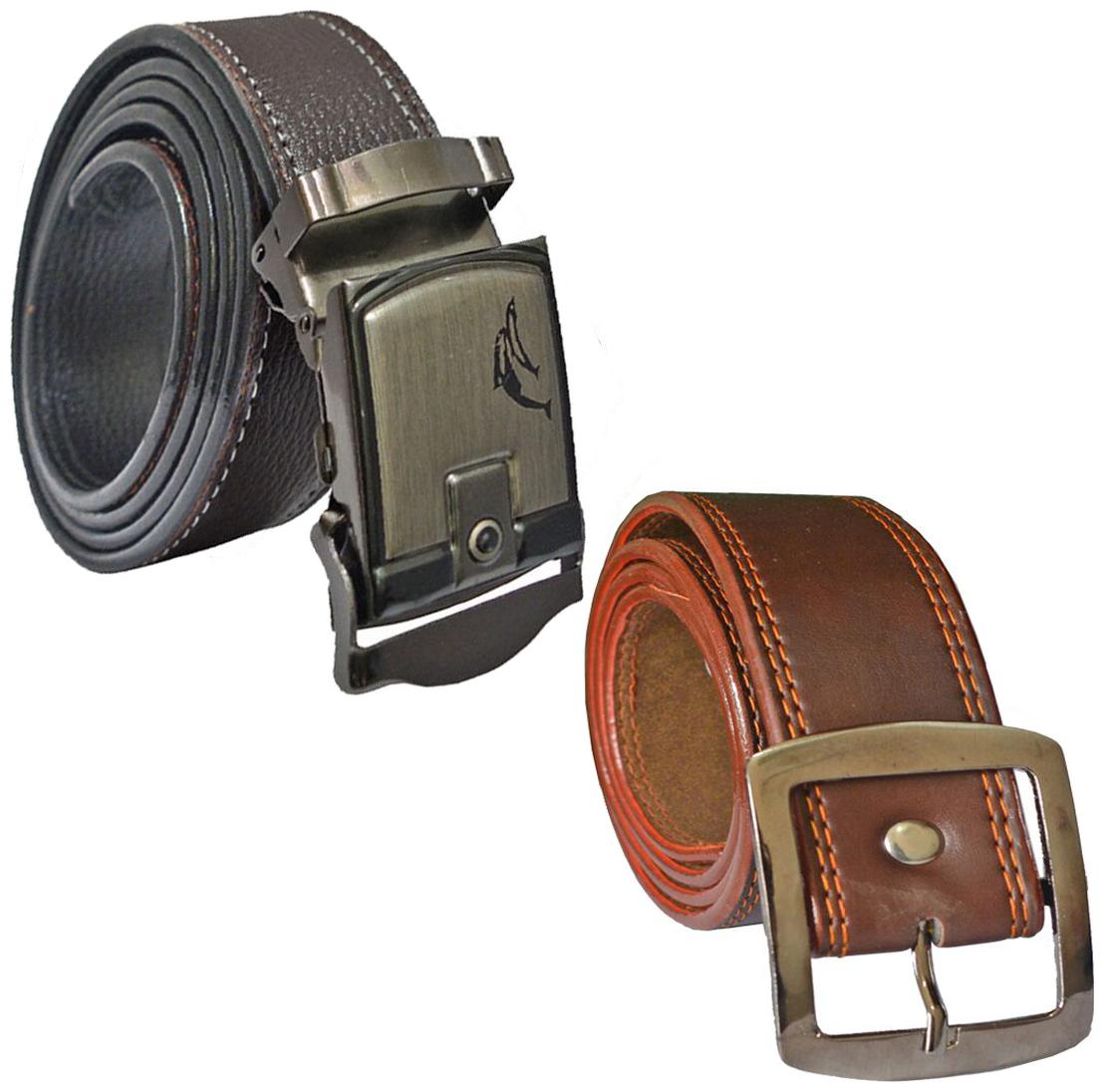 

Sunshopping Men s Brown Leatherite Belt (Pack Of Two)