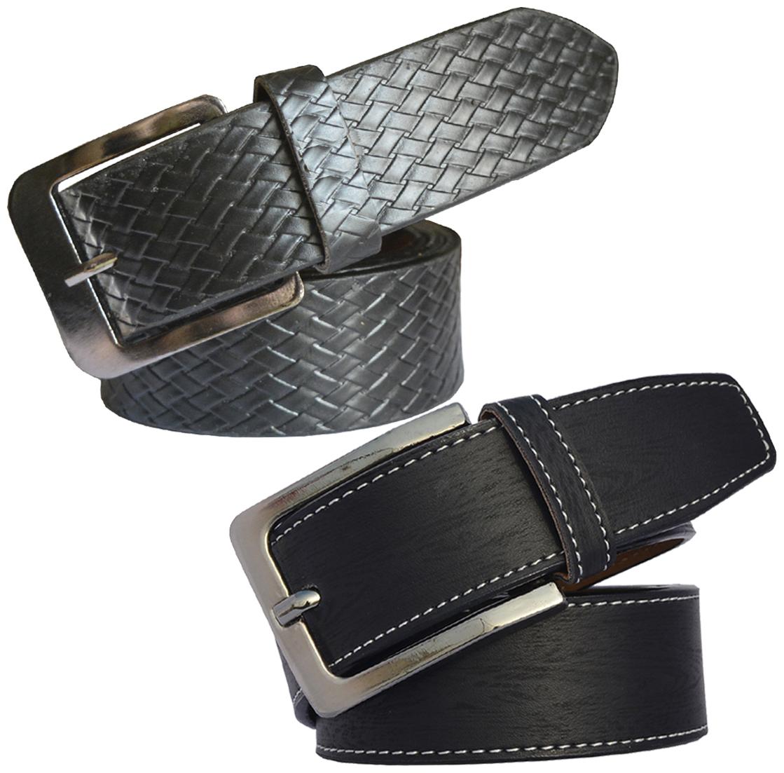 

Sunshopping men s Black Leatherite belts combo