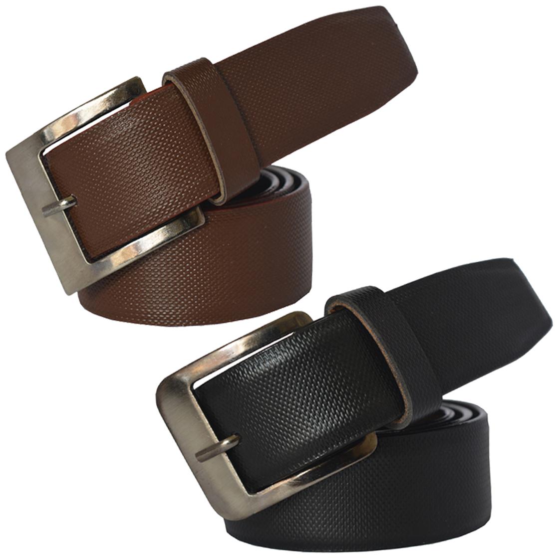

Sunshopping men s Black and Brown Leatherite belts combo