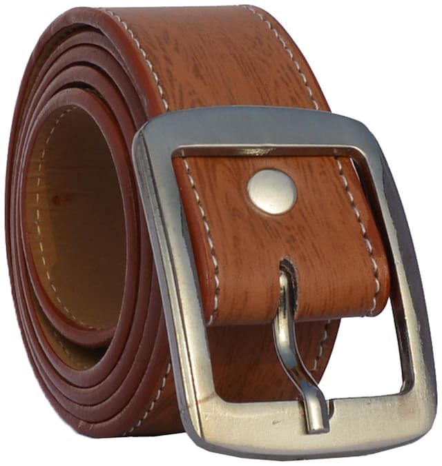 Sunshopping men's tan leatherite needle pin point buckle belt (size from 28 to 38)