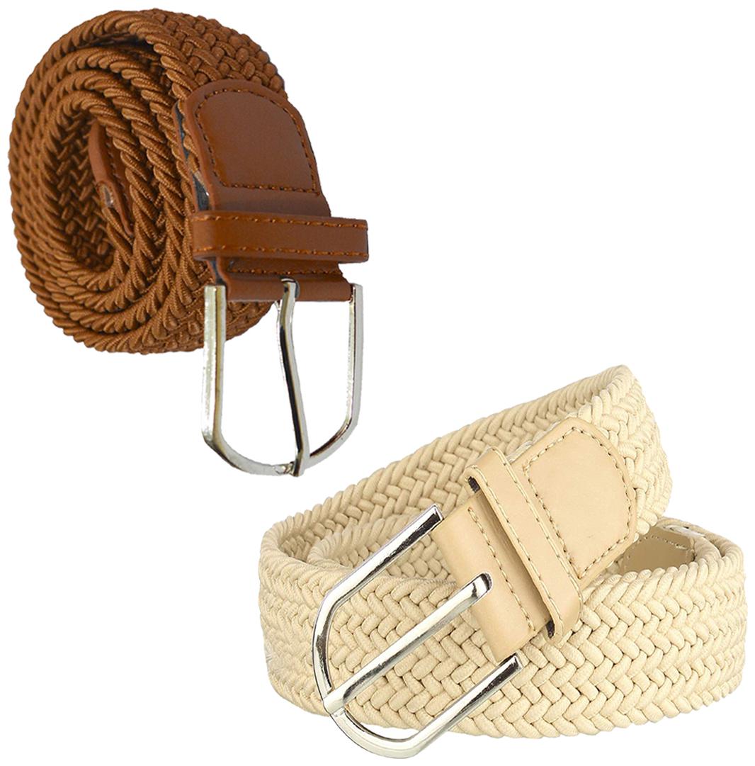 

Sunshopping Men Brown And Cream Elastic Belt