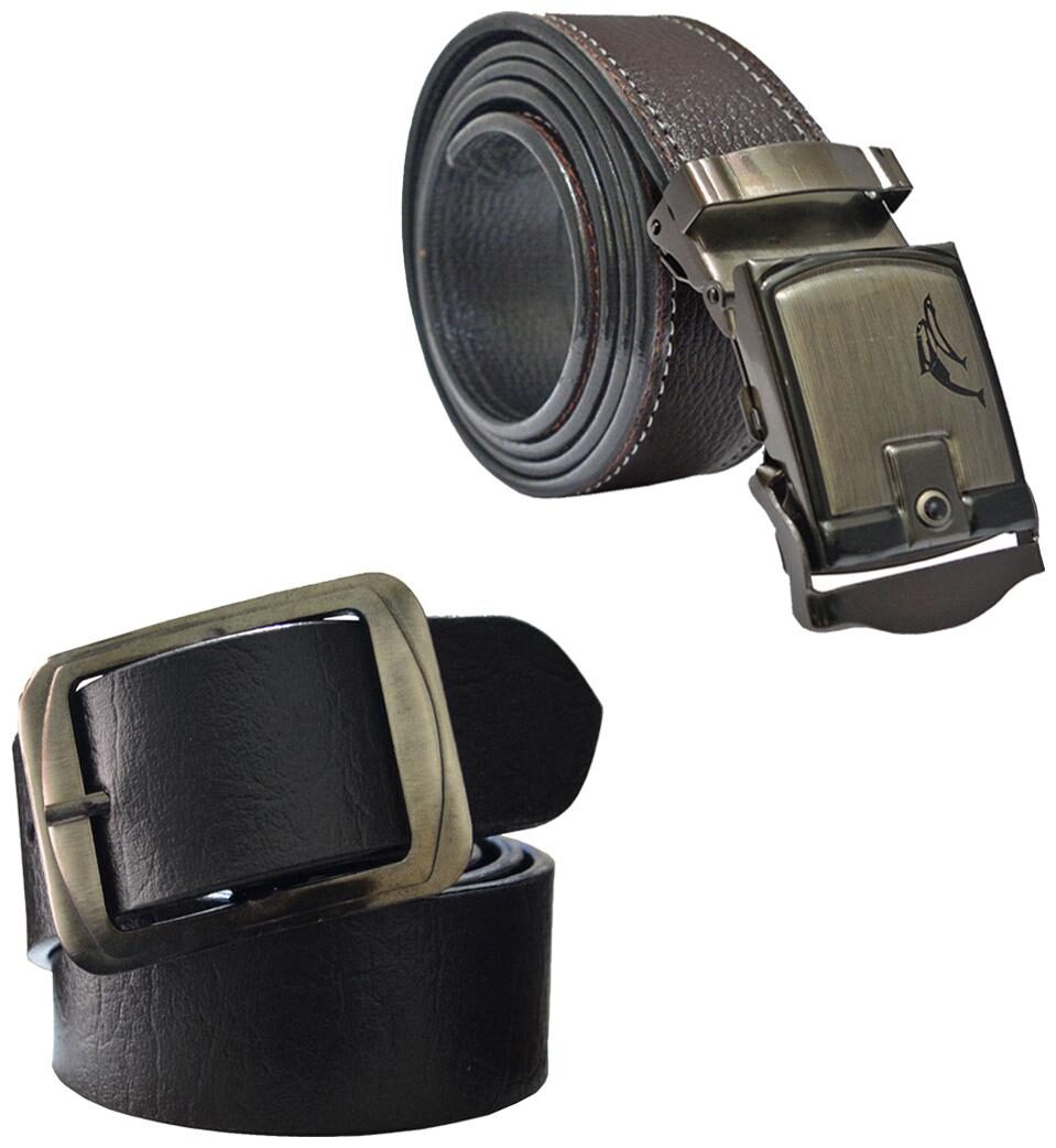 

Sunshopping men s Black and Brown Leatherite belts combo