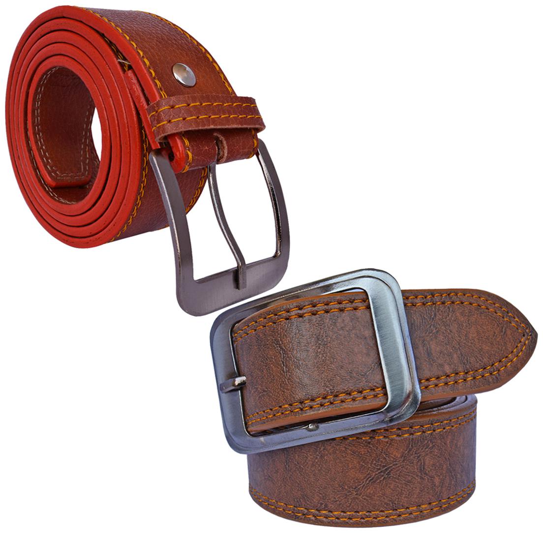 

Sunshopping men s Brown and Tan Leatherite belts combo