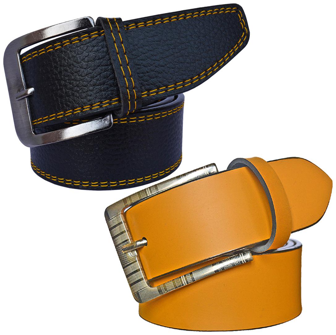 

Sunshopping Men s Black And Tan Synthetic Leather Belt