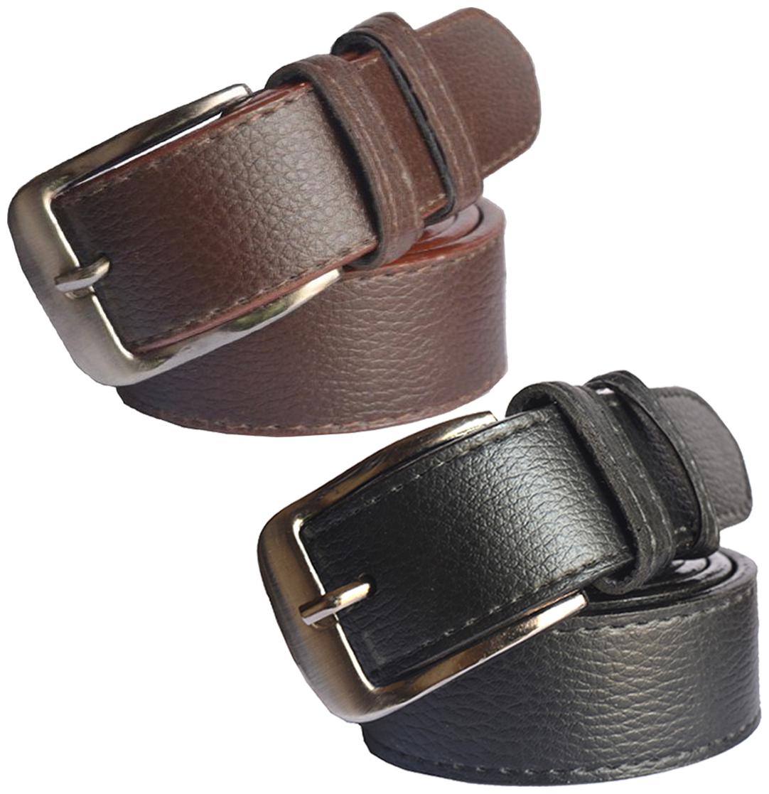 

Sunshopping men s Black and Brown Leatherite belts combo