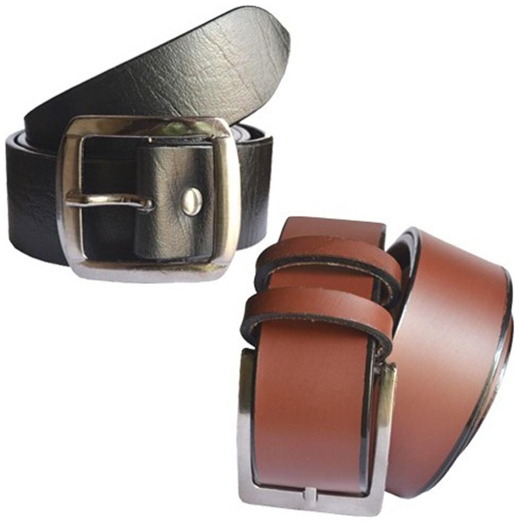 

Sunshopping men s Black and Brown Leatherite belts combo