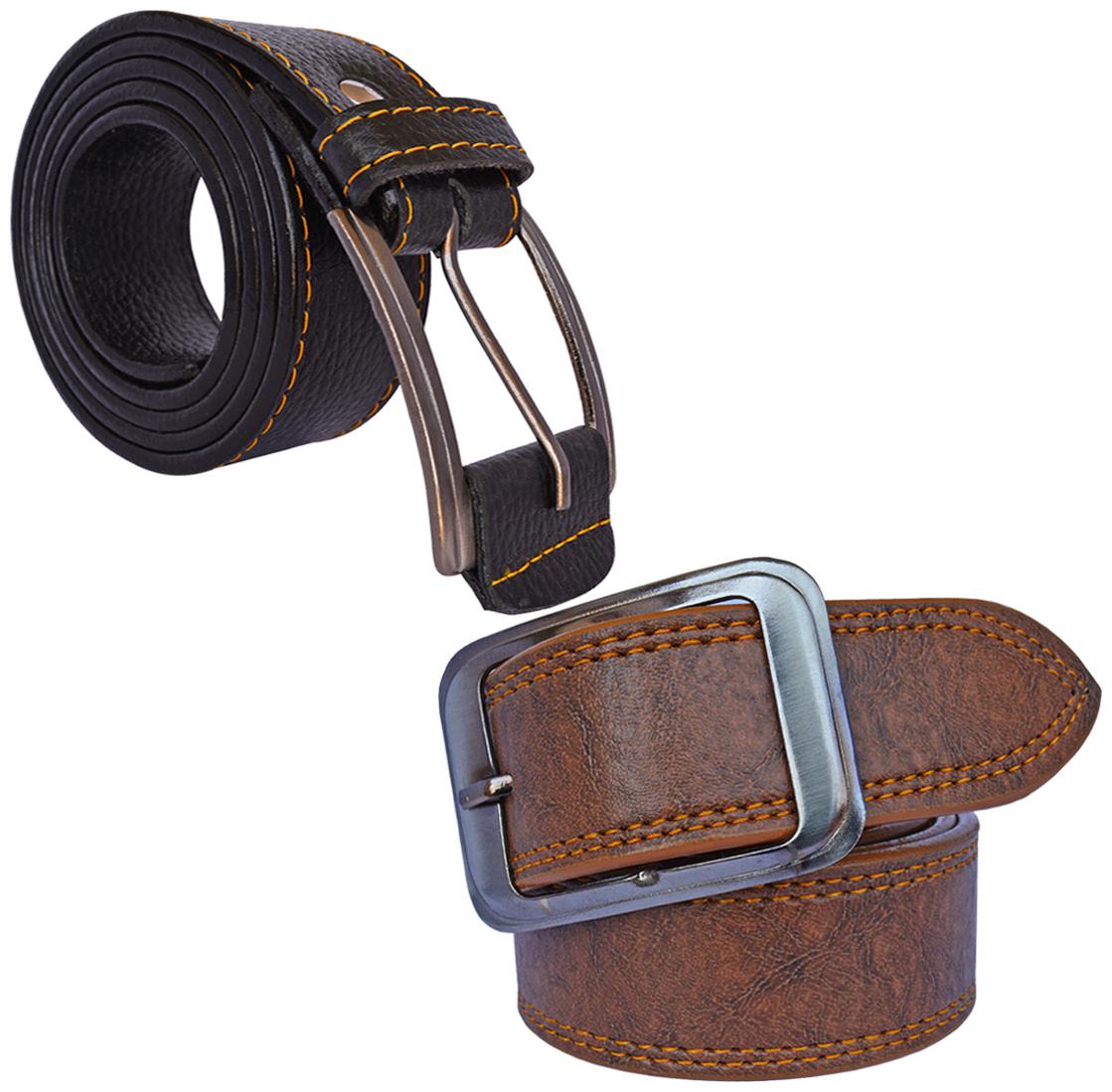 

Sunshopping men s Black and Brown Leatherite belts combo