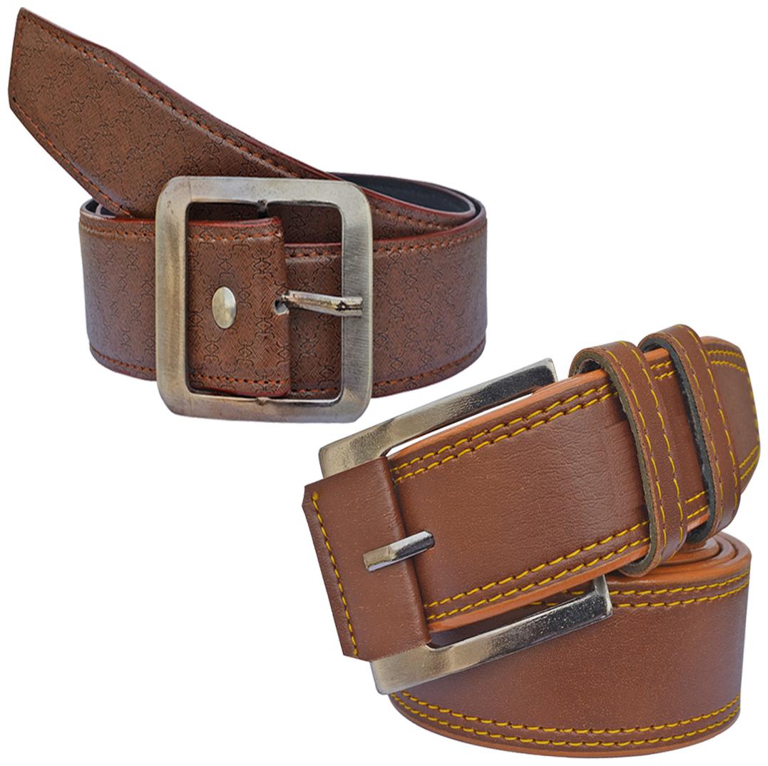 

Sunshopping Men s Brown And Tan Synthetic Belts Combo