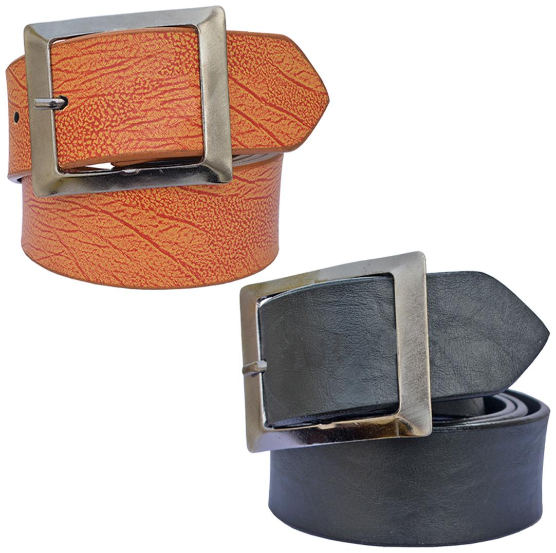 

Sunshopping men s Black and Tan Synthetic belts combo