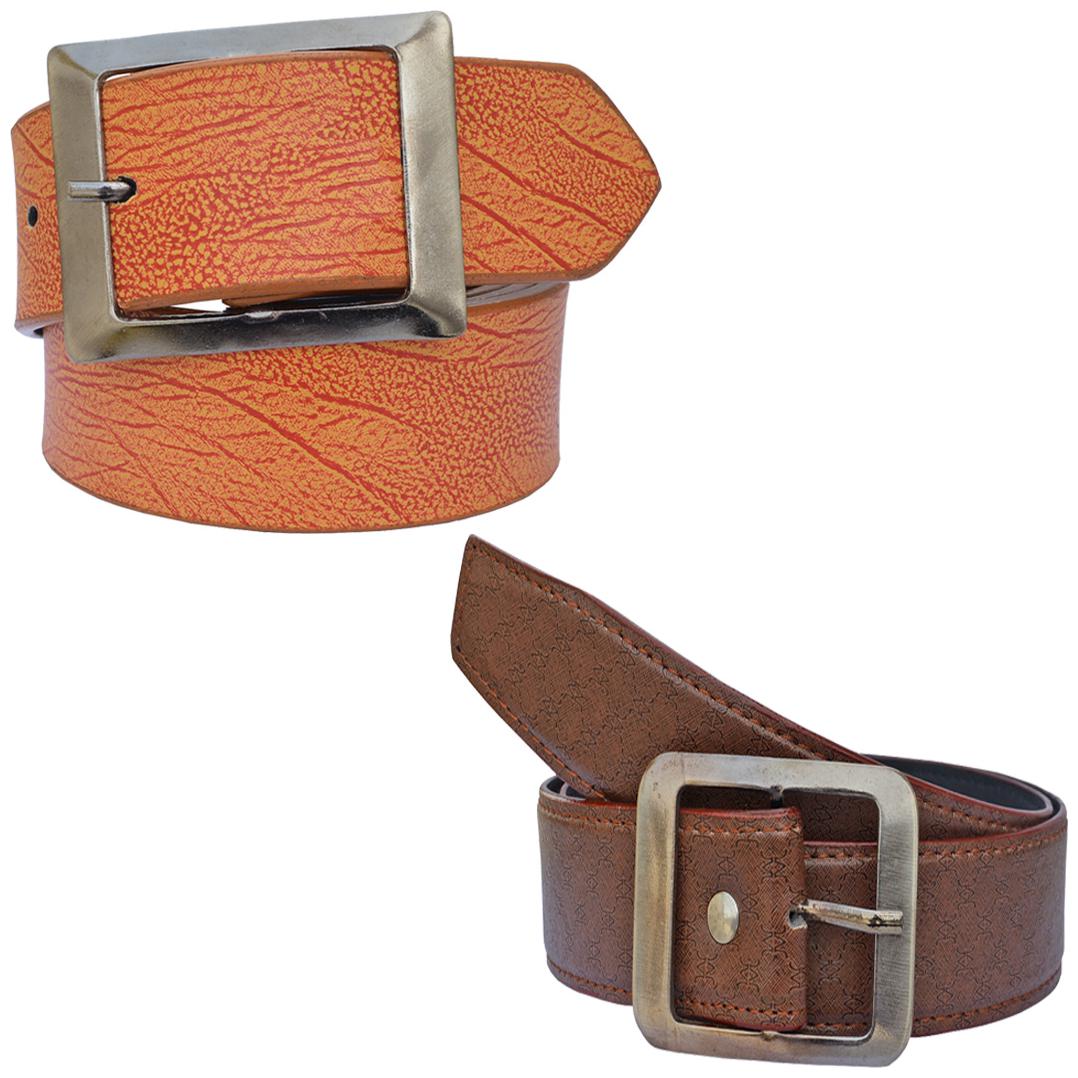 

Sunshopping men s Brown and Tan Synthetic belts combo