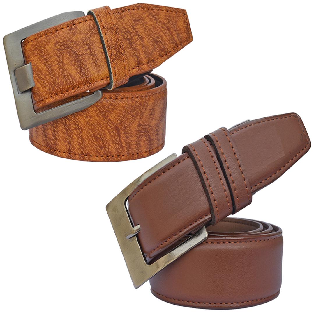 

Sunshopping Men s Brown And Tan Synthetic Belts Combo
