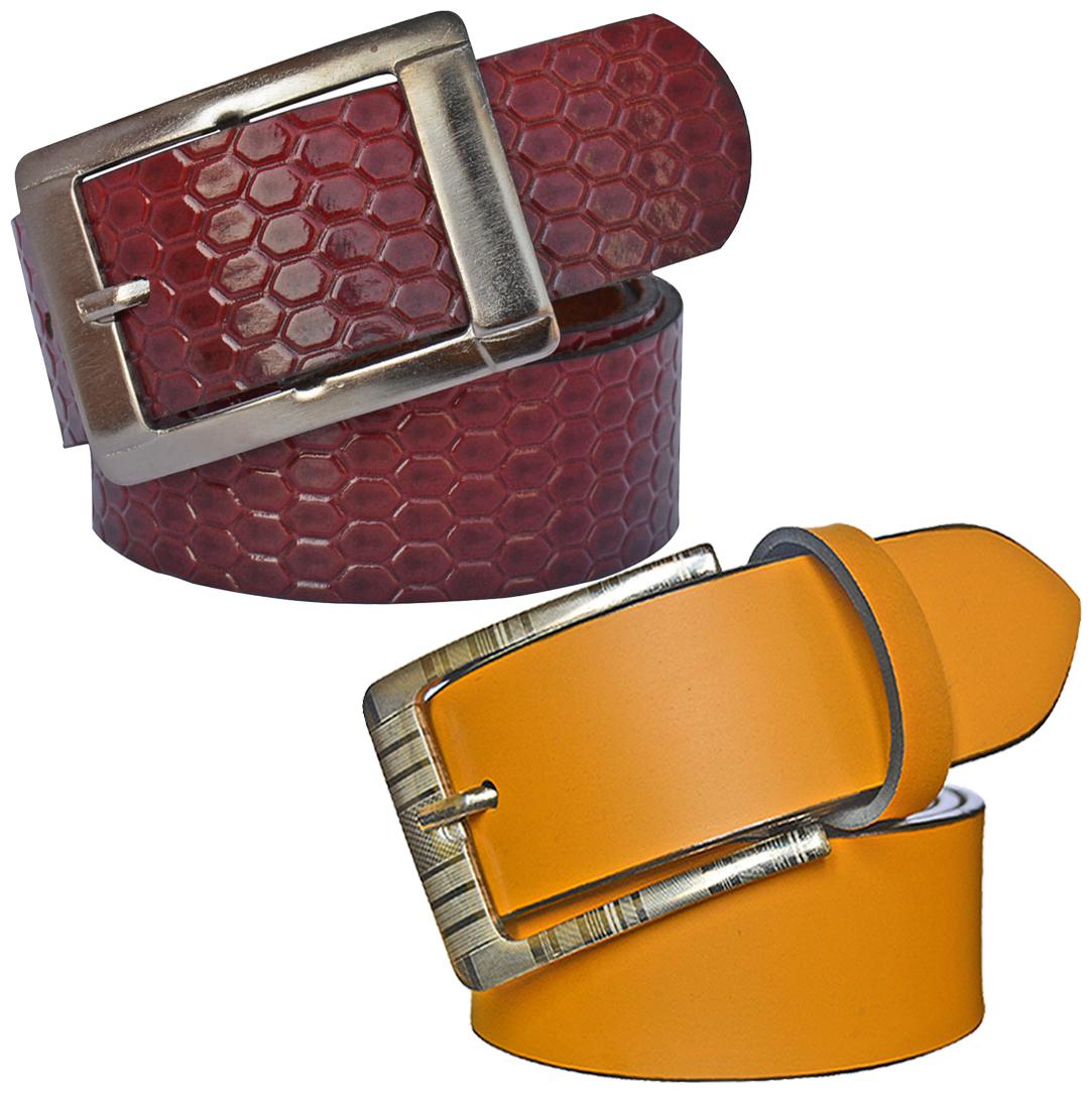 

Sunshopping Men s Brown And Tan Synthetic Leather Belt