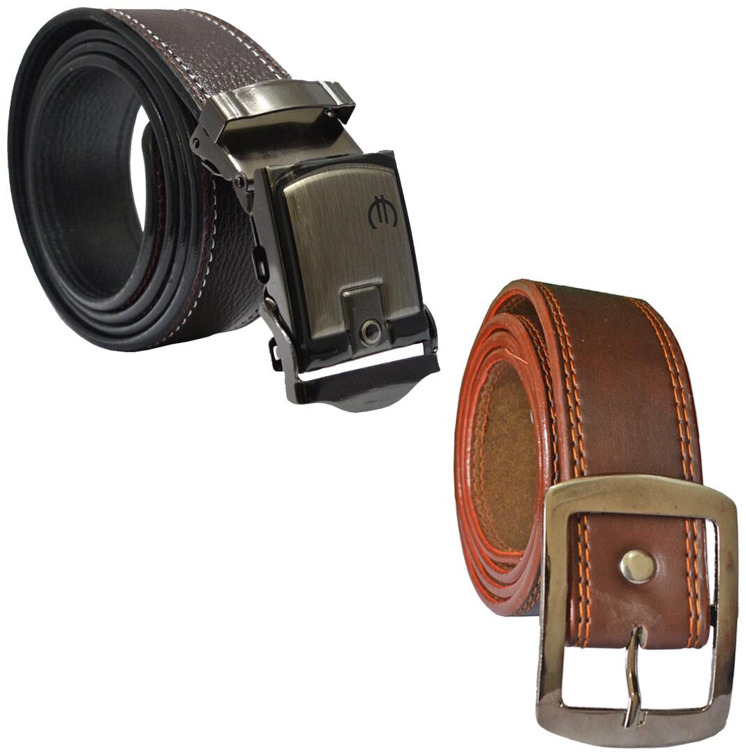 

Sunshopping Men s Brown Leatherite Belt (Pack Of Two)