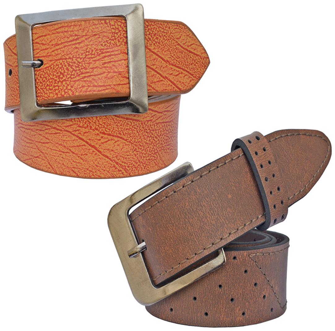 

Sunshopping men s Brown and Tan Synthetic belts combo