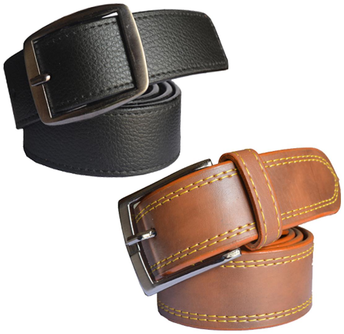 

Sunshopping men s Black and Tan Leatherite belts combo