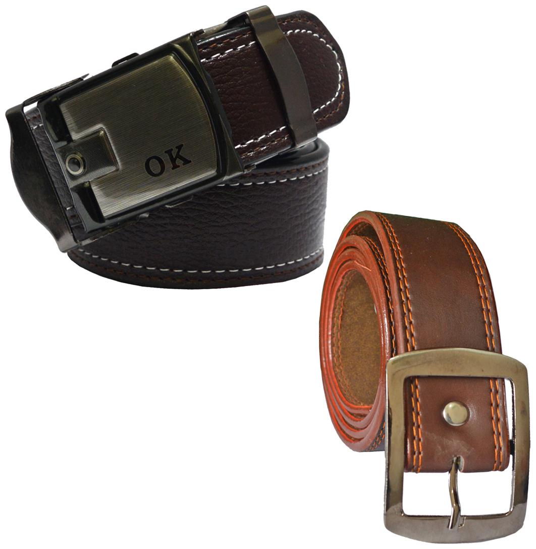 

Sunshopping Men s Brown Leatherite Belt (Pack Of Two)