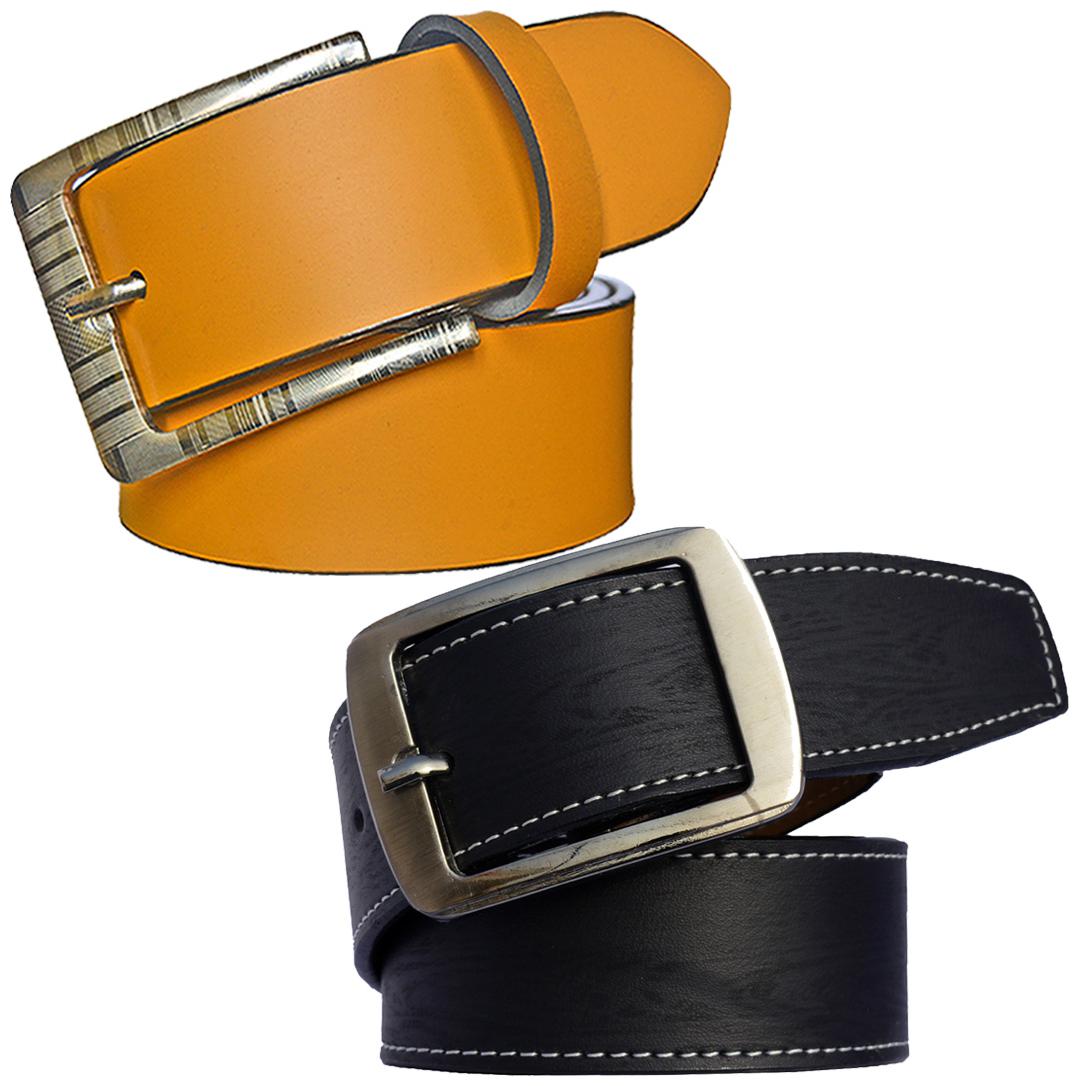 

Sunshopping Men s Black And Tan Synthetic Leather Belt