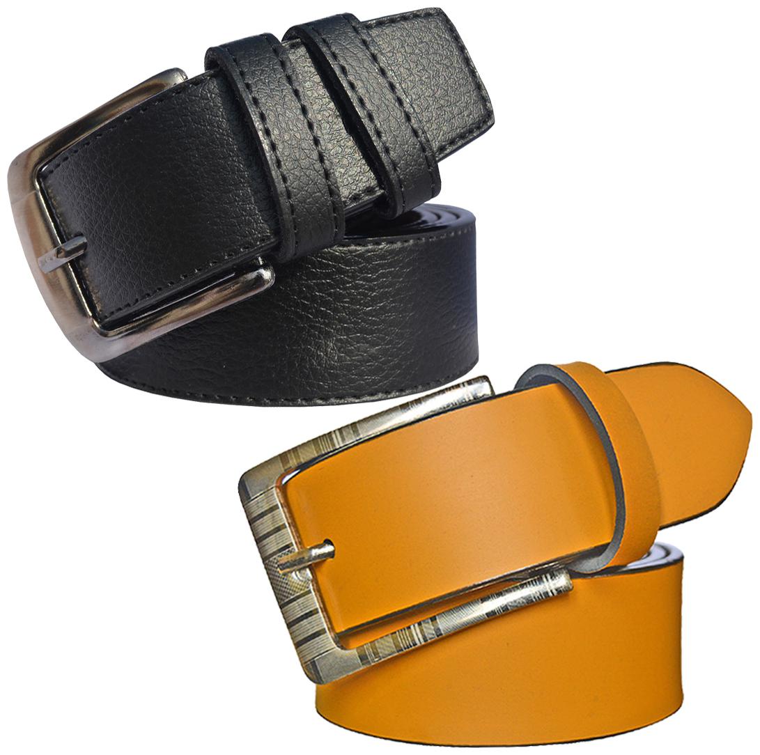 

Sunshopping Men s Black And Tan Synthetic Leather Belt