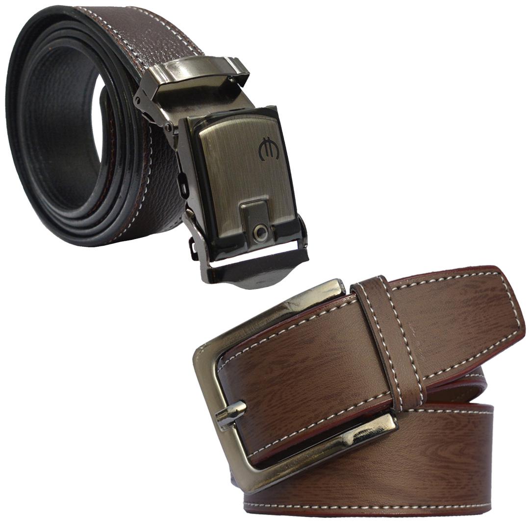 

Sunshopping Men s Brown Leatherite Belt (Pack Of Two)