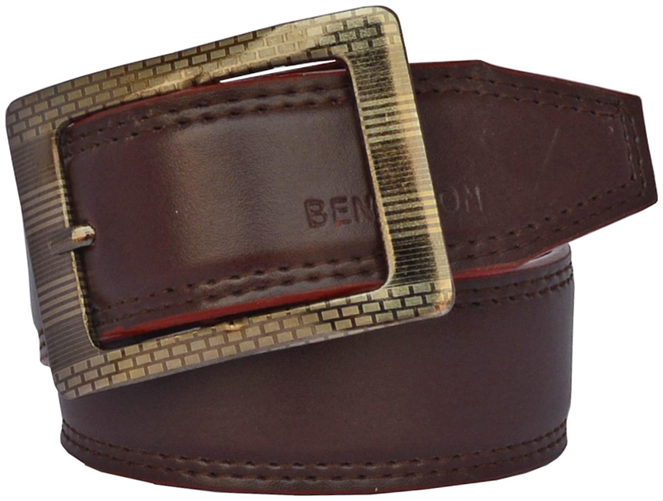 

Sunshopping men s Brown Rectangle shape Buckle Leatherite belt