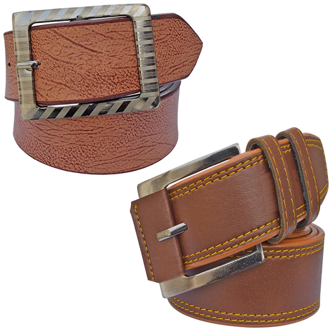 

Sunshopping Men s Brown And Tan Synthetic Belts Combo