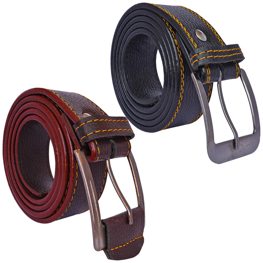 

Sunshopping men s Black and Brown Leatherite belts combo