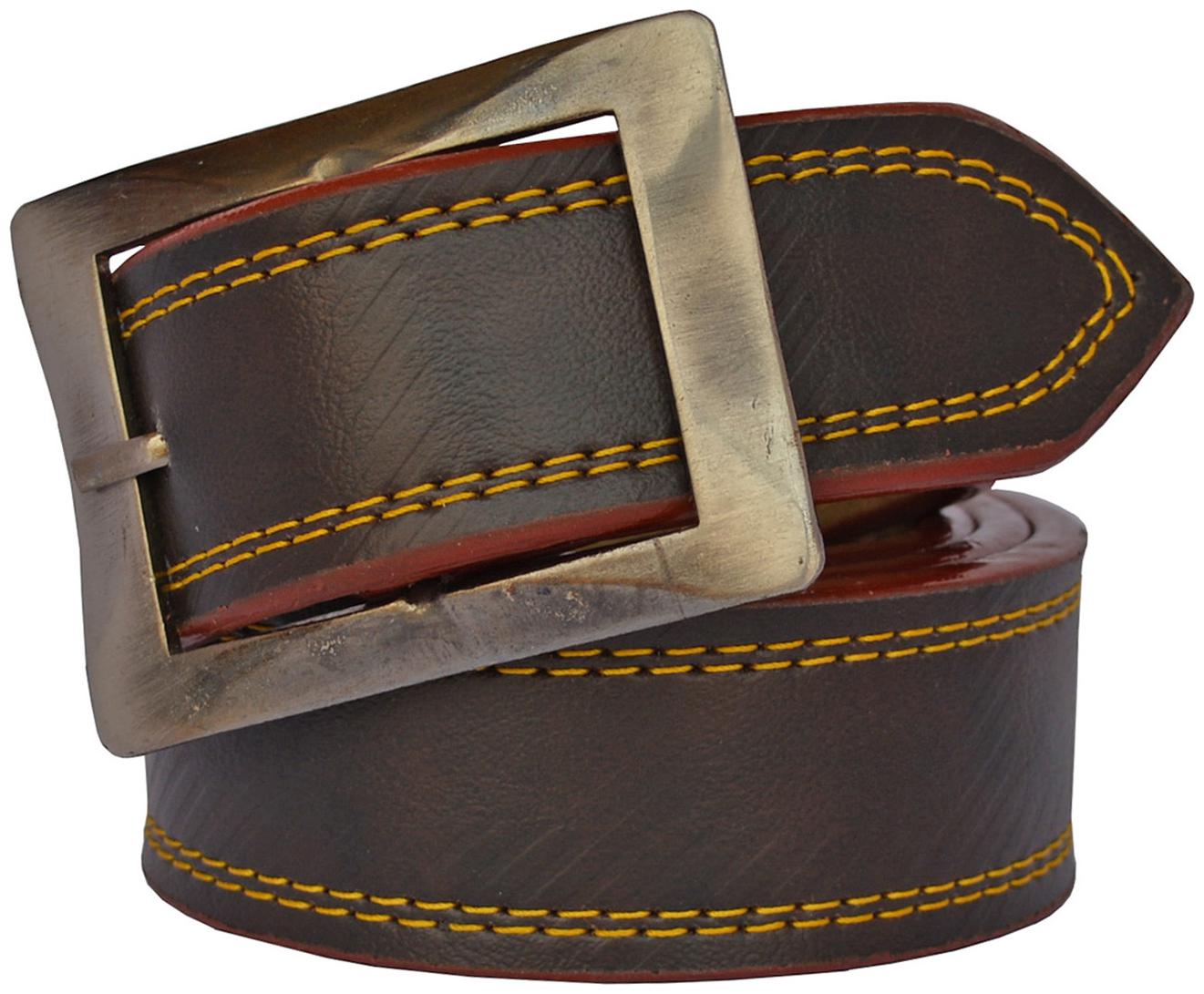 

Sunshopping men s Brown Rectangle shape Buckle Leatherite belt