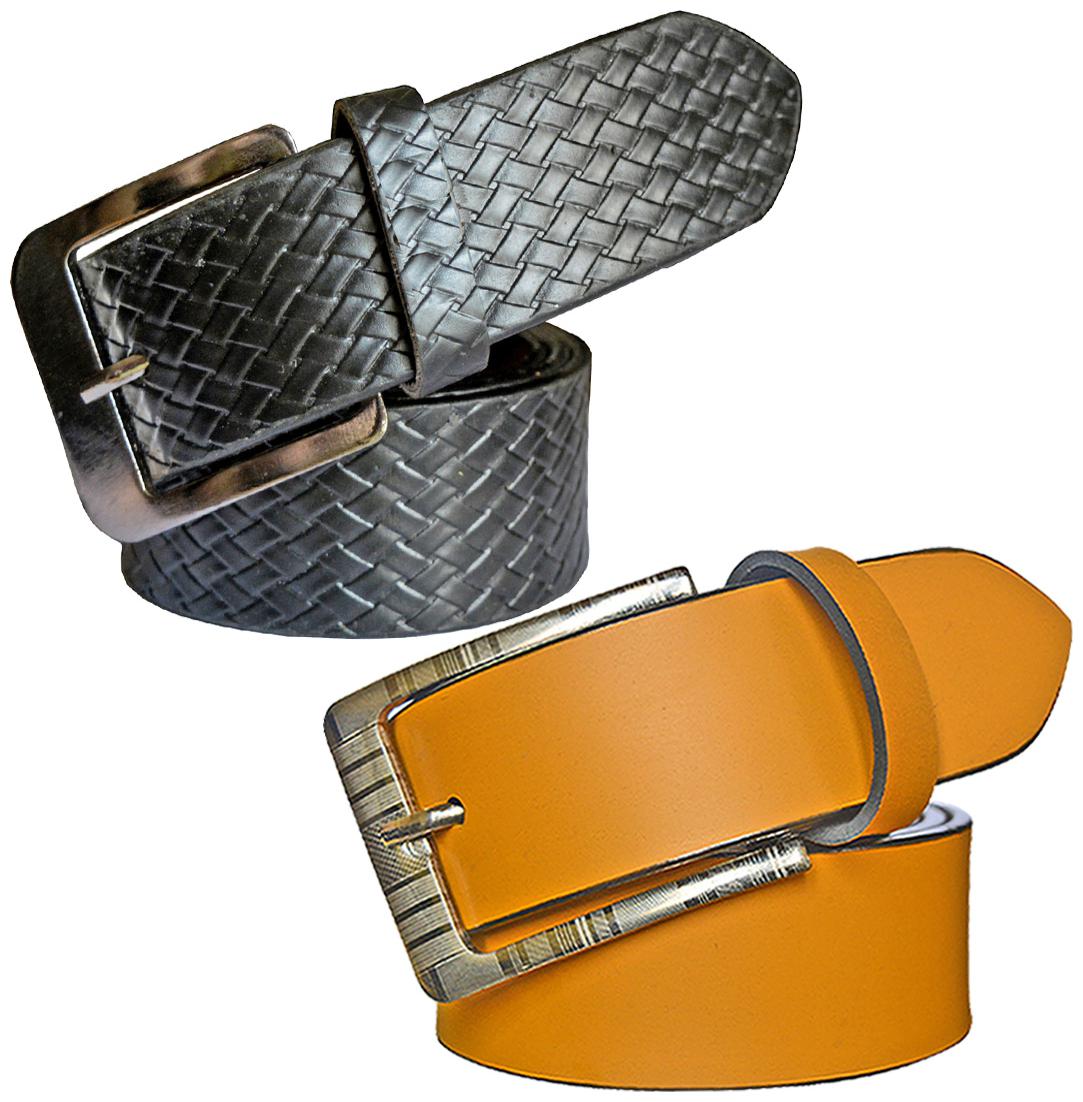 

Sunshopping Men s Black And Tan Synthetic Leather Belt