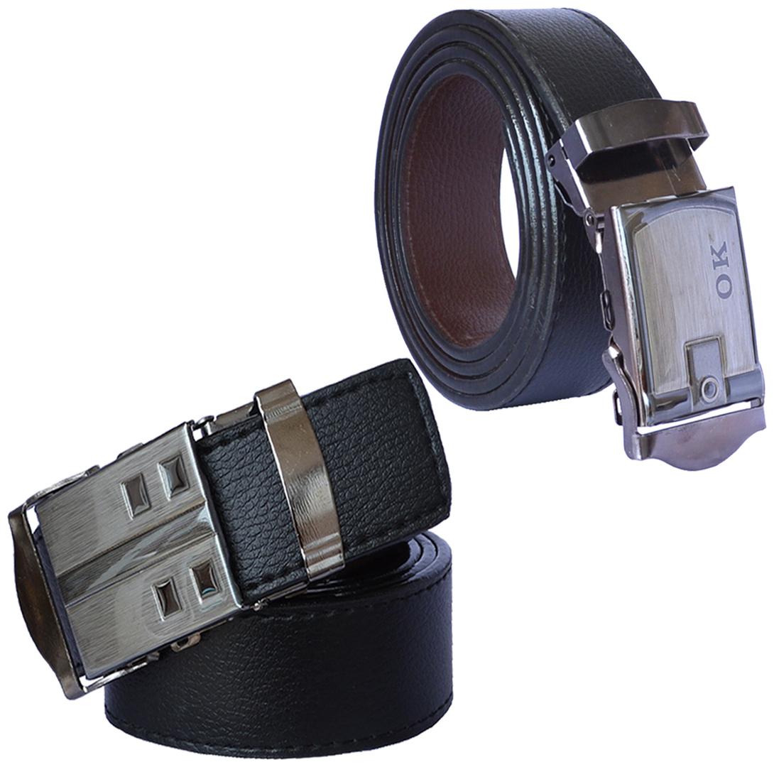 

Sunshopping Men s Black Synthetic Auto Lock Buckle Belt