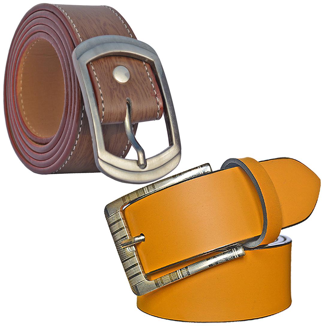 

Sunshopping Men s Brown And Tan Synthetic Leather Belt