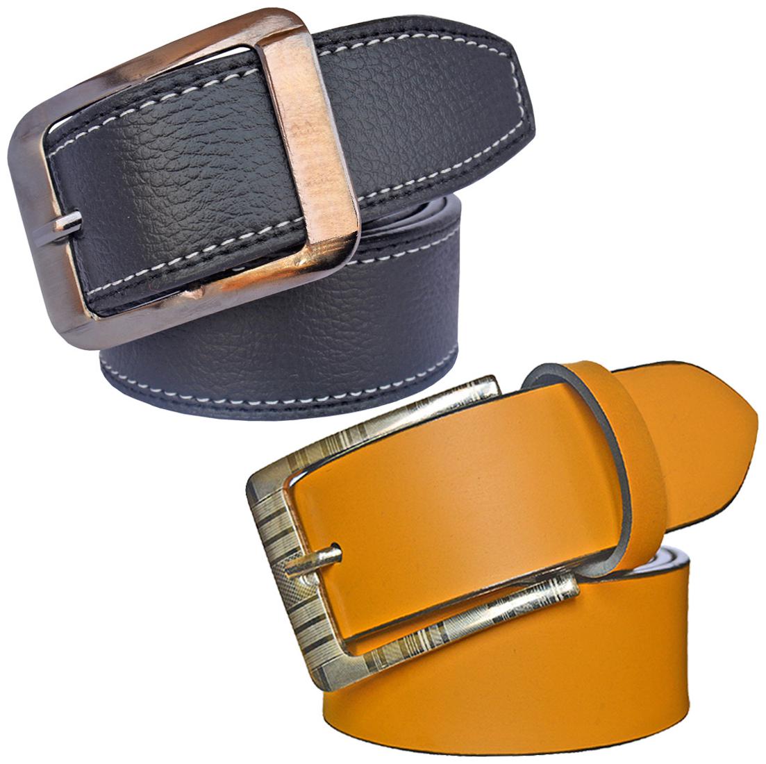 

Sunshopping Men s Black And Tan Synthetic Leather Belt