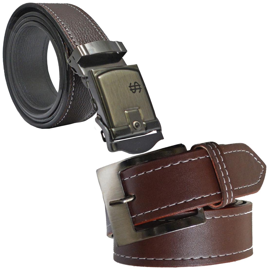 

Sunshopping Men s Brown Leatherite Belt (Pack Of Two)