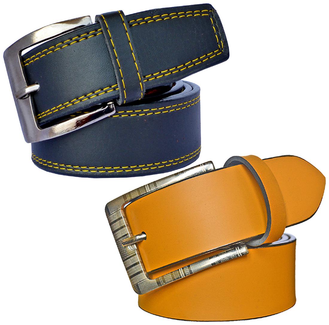

Sunshopping Men s Black And Tan Synthetic Leather Belt
