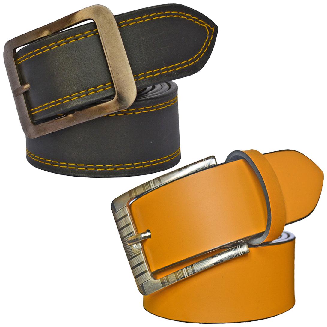

Sunshopping Men s Black And Tan Synthetic Leather Belt