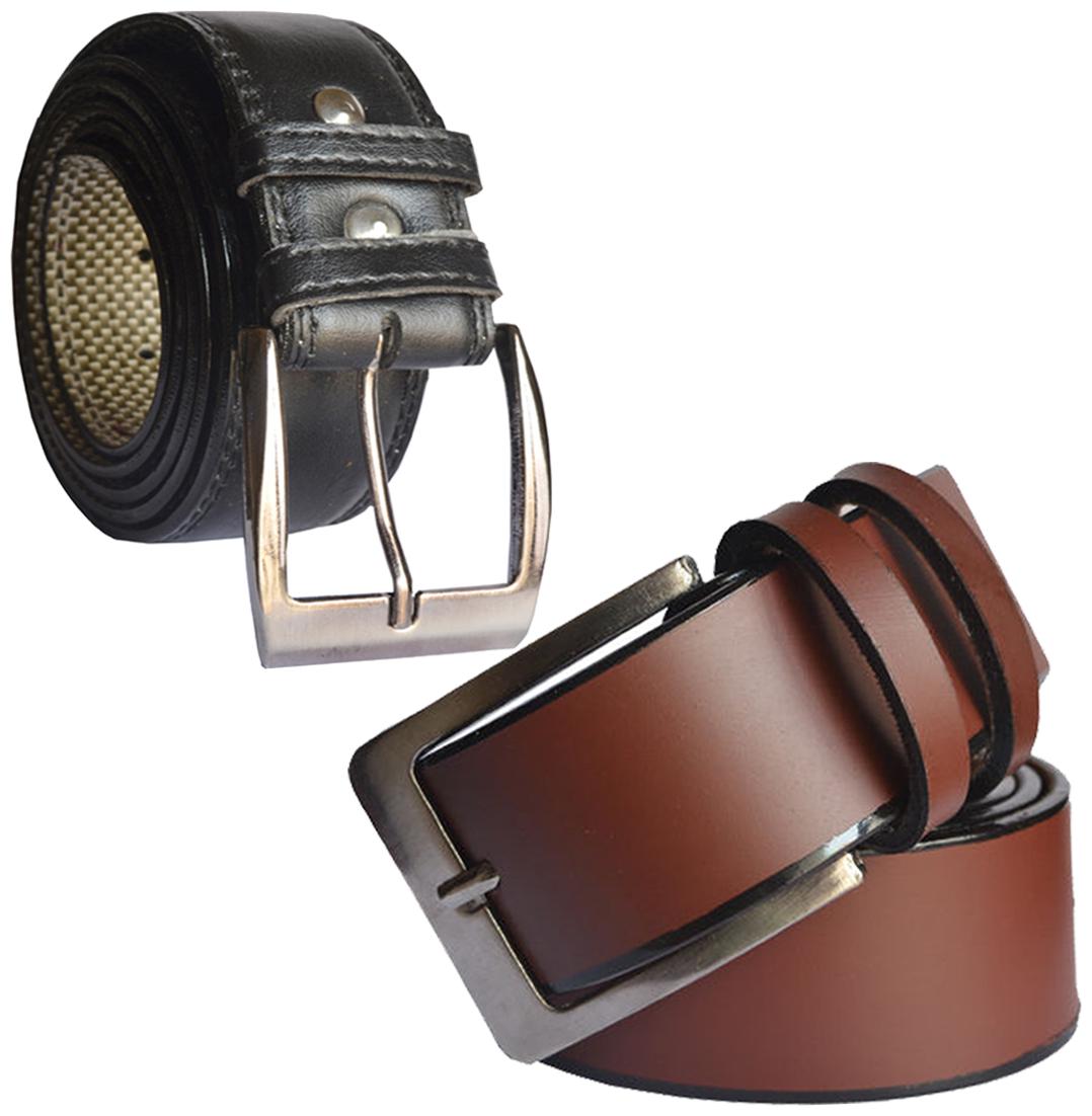 

Sunshopping men s Black and Brown Leatherite belts combo