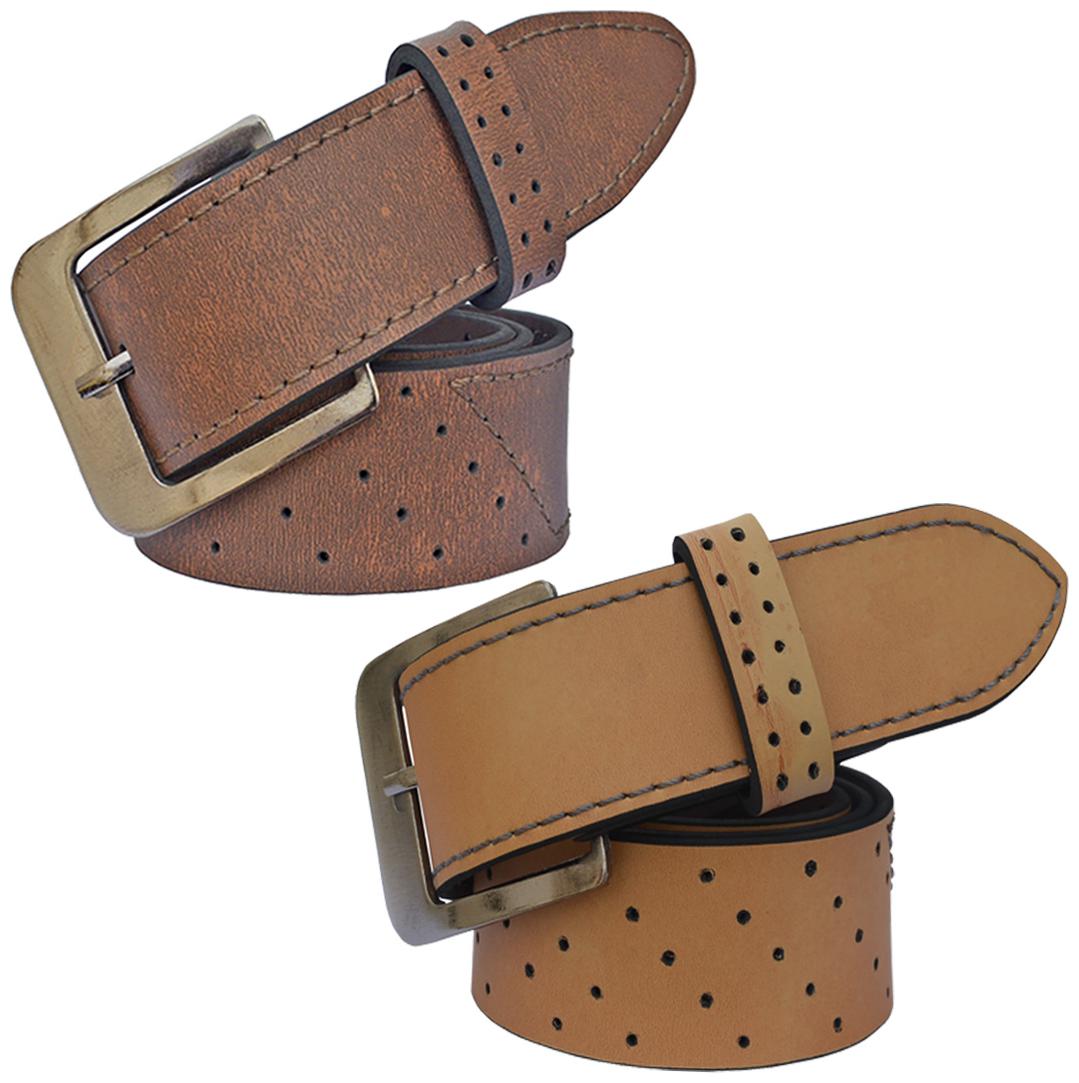 

Sunshopping Men s Brown And Tan Synthetic Belts Combo