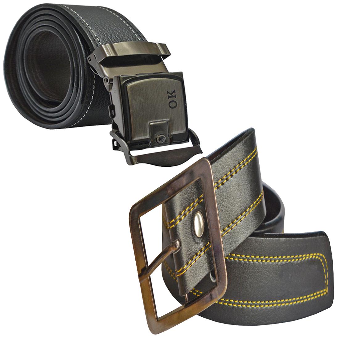 

Sunshopping men s Black Leatherite belts combo