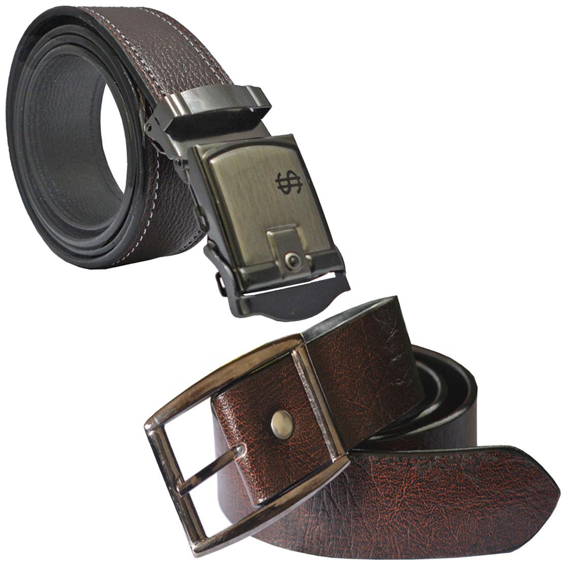 

Sunshopping Men s Brown Leatherite Belt (Pack Of Two)