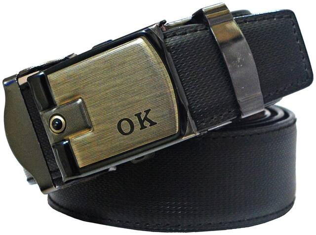Sunshopping men's black leatherite auto lock buckle belt (size from 28 to 42 )