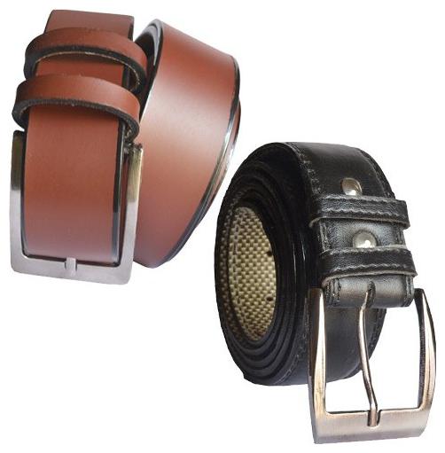 

Sunshopping men s black and brown leatherite needle pin point buckle belts combo