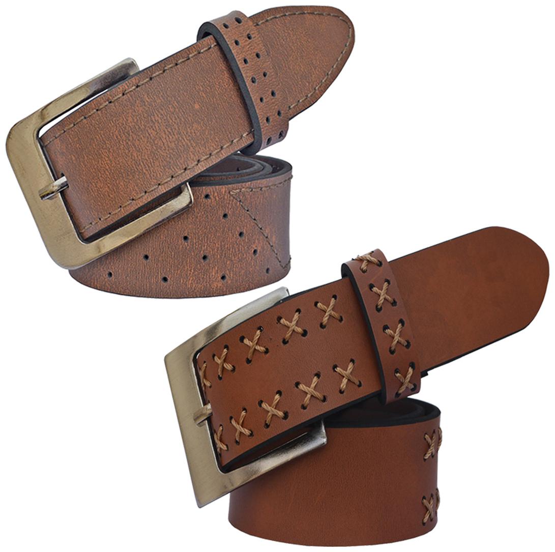 

Sunshopping Men s Brown And Tan Synthetic Belts Combo
