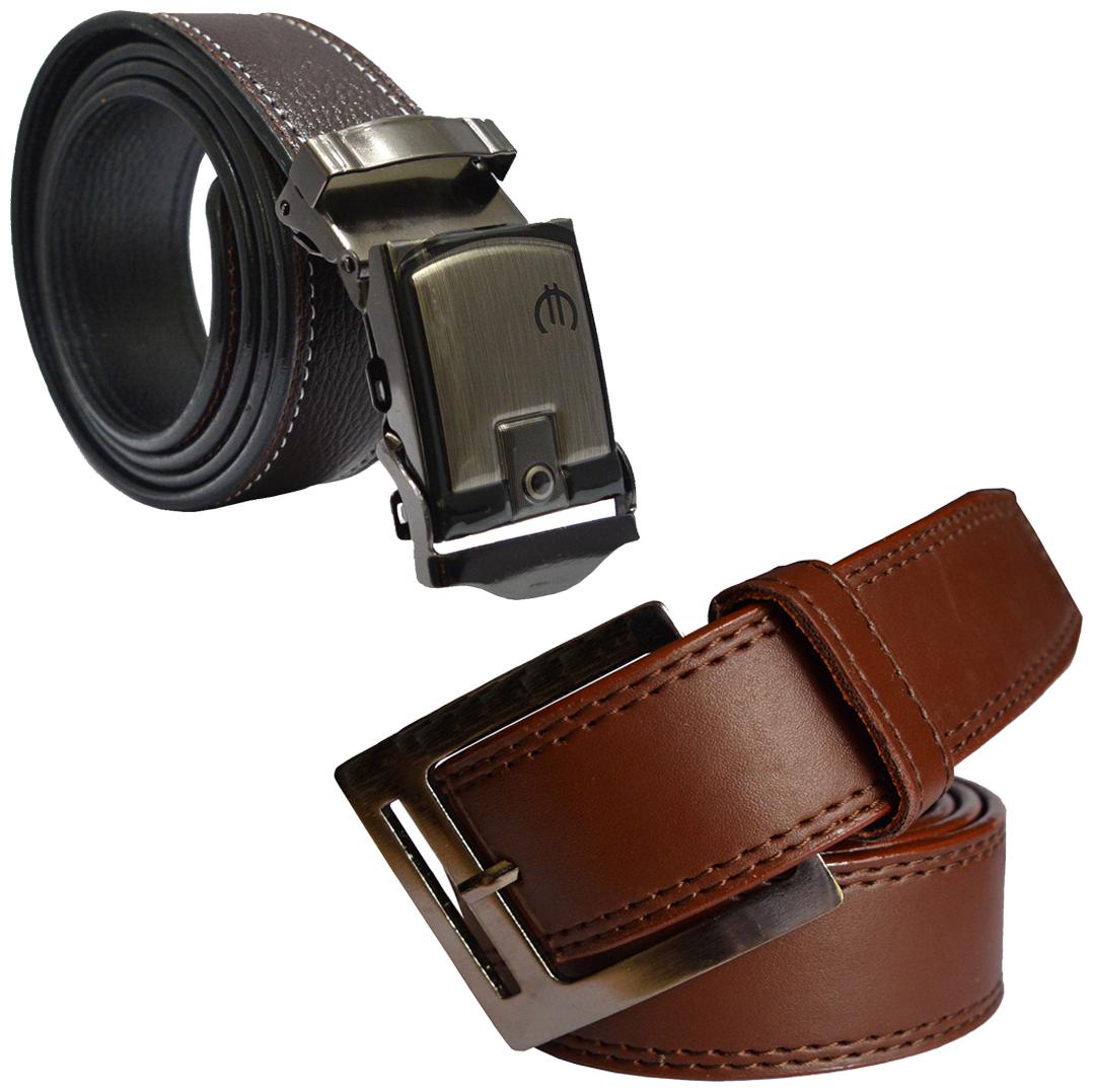 

Sunshopping Men s Brown Leatherite Belt (Pack Of Two)