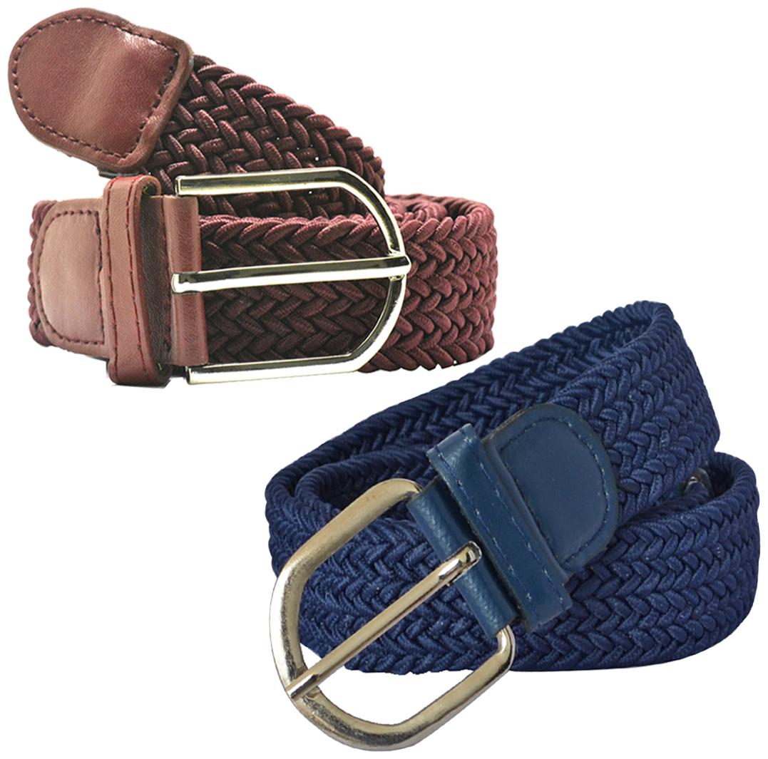 

Sunshopping Men Maroon And Navy Blue Elastic Belt