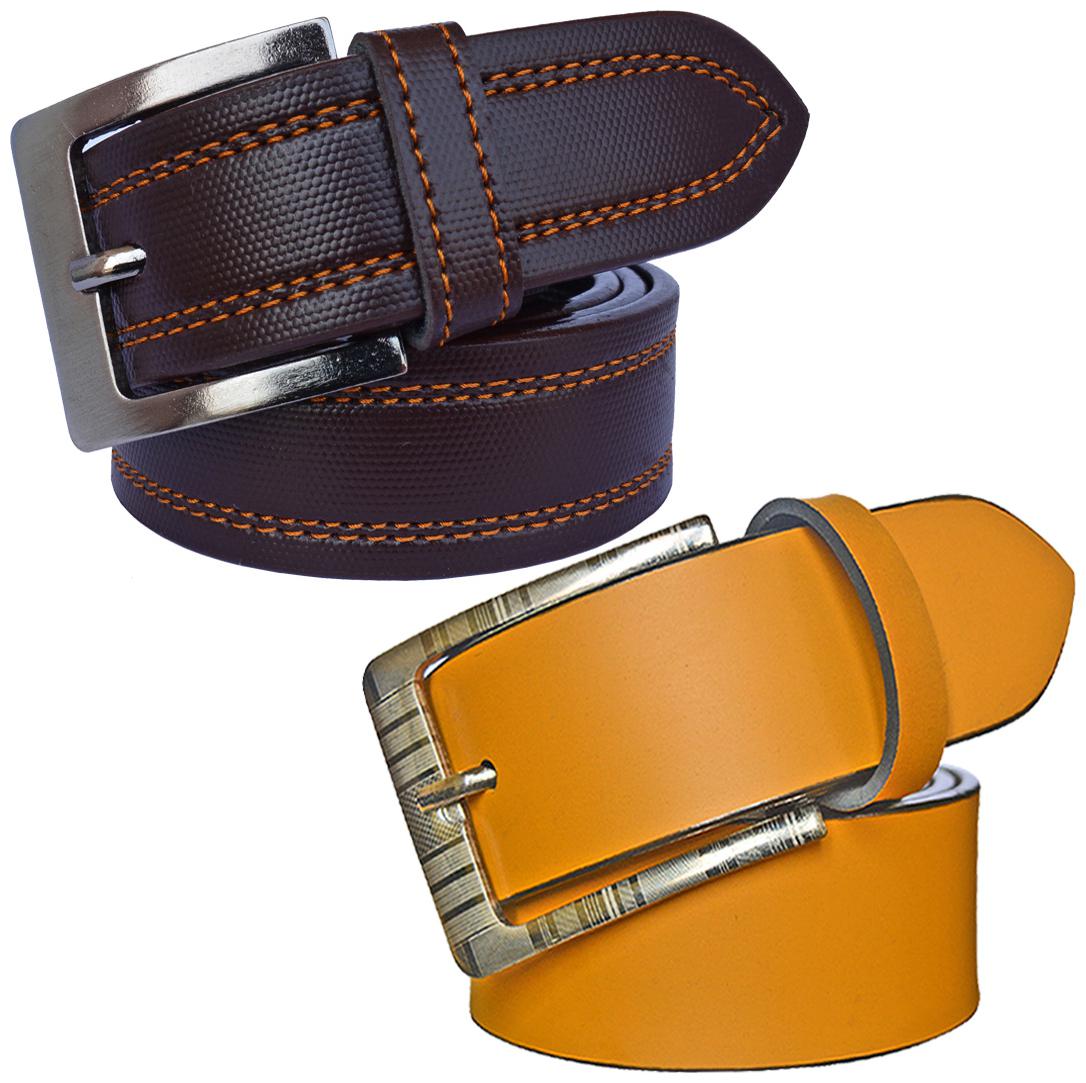 

Sunshopping Men s Brown And Tan Synthetic Leather Belt