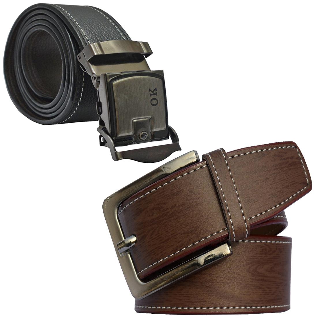 

Sunshopping Men s Black Synthetic Auto Lock And Brown Needle Pin Point Buckle Belt