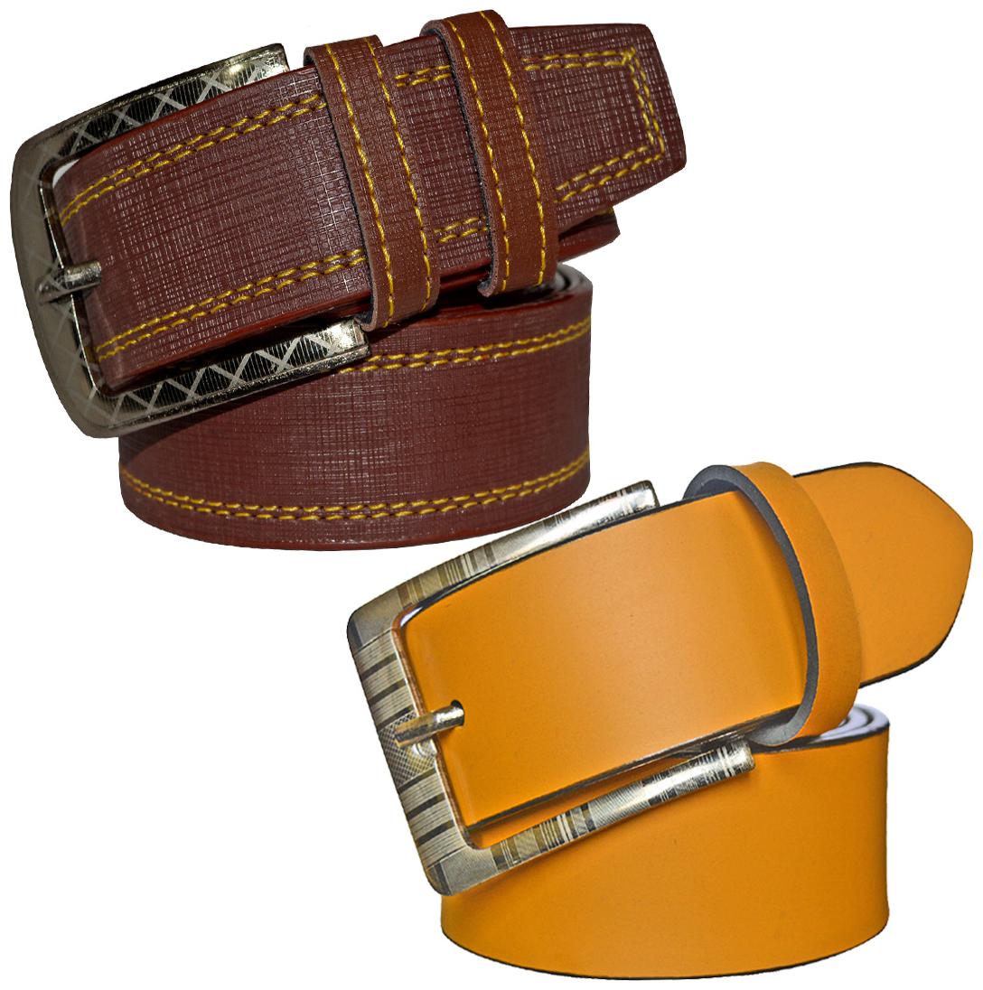 

Sunshopping Men s Brown And Tan Synthetic Leather Belt
