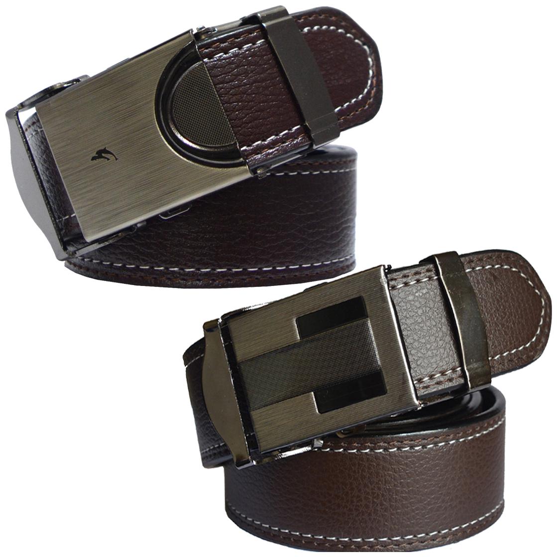 

Sunshopping Men S Brown Leatherite Auto Lock Buckle Belts Combo